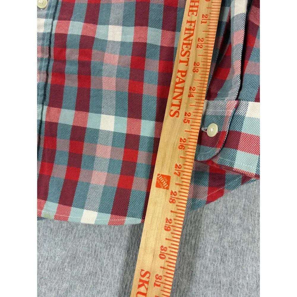 J Crew Heavyweight Plaid Flannel Long Sleeve Button Down Shirt (Men's XL) Red‎